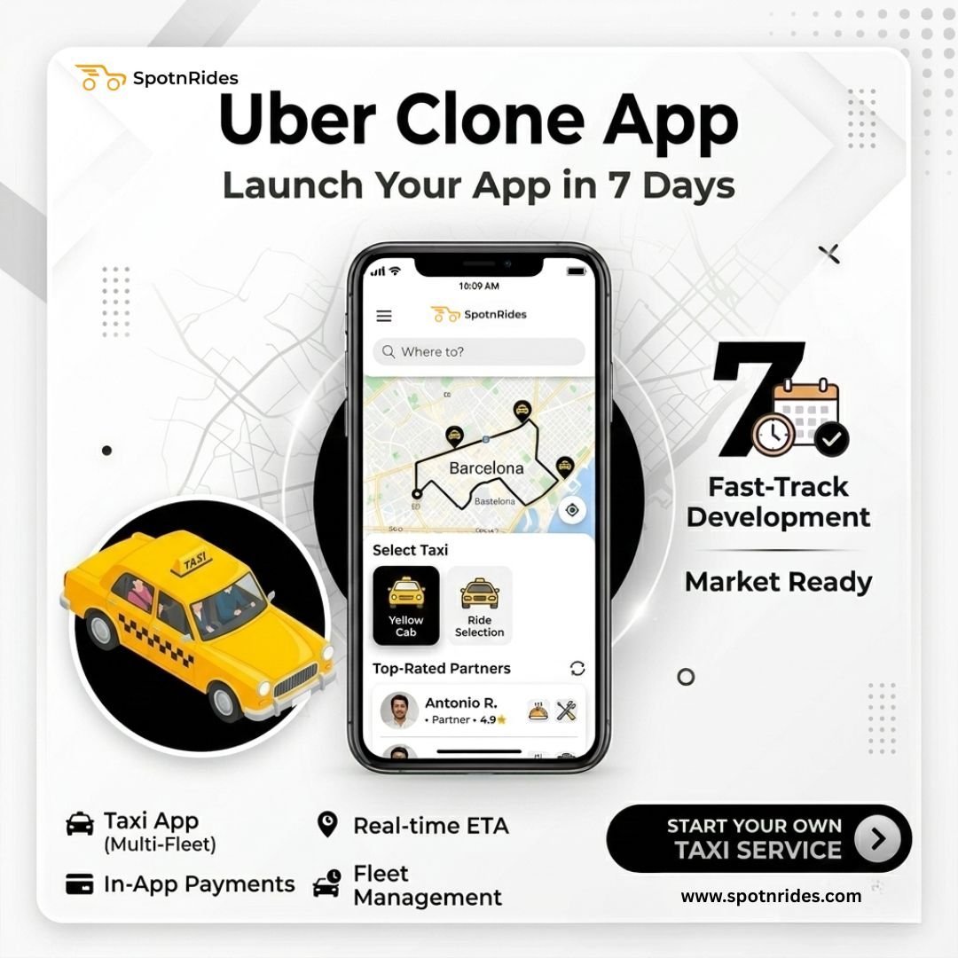 SpotnRides Uber Clone App – Complete Ride-Hailing Business Solution