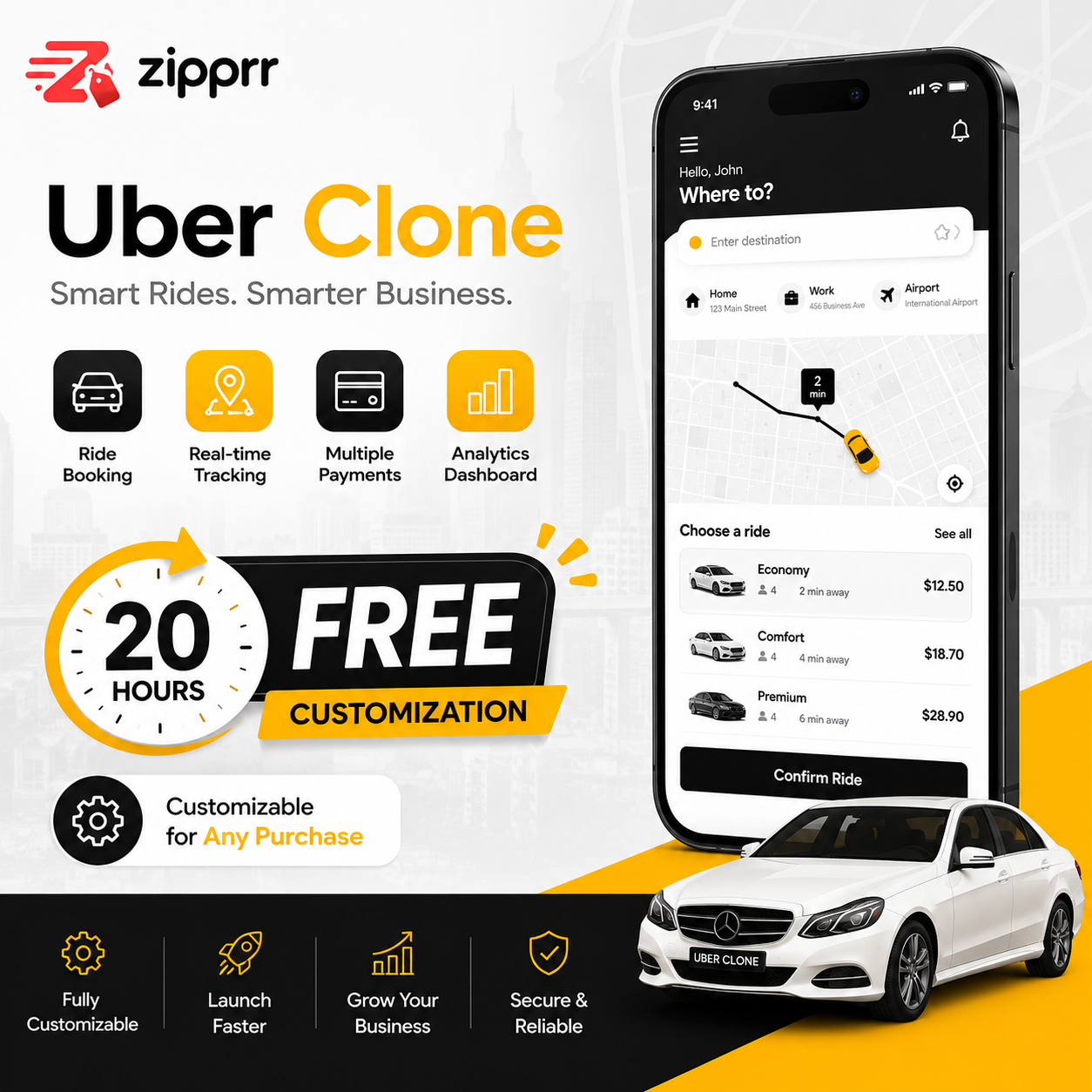 Build a Taxi App Like Uber — Zipprr Uber Clone with 90-Day Support